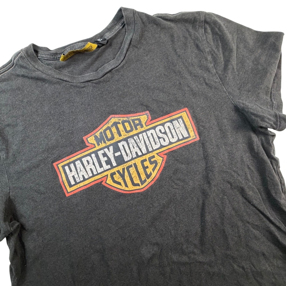 Harley-Davidson Mens Large Charcoal Gray Distressed Graphic Logo T-Shirt